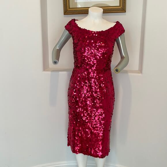 Dolce & Gabbana Fuchsia Fitted Sequin Dress IT 48 - Picture 1 of 16